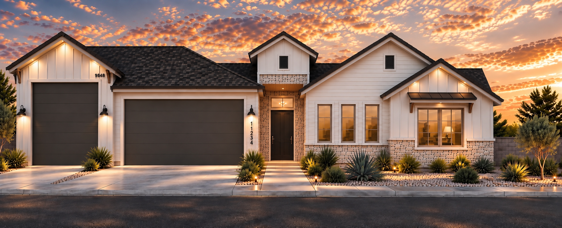 New construction home under a clear sky in El Paso